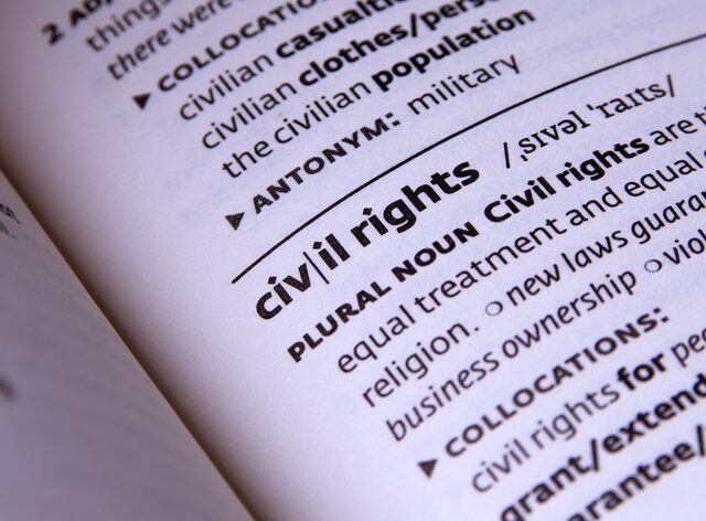 civil rights word in open book